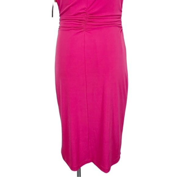David Meister Ruched Cowl Neck Sleeveless Sheath Dress Pink Size Small NWT - Picture 12 of 14